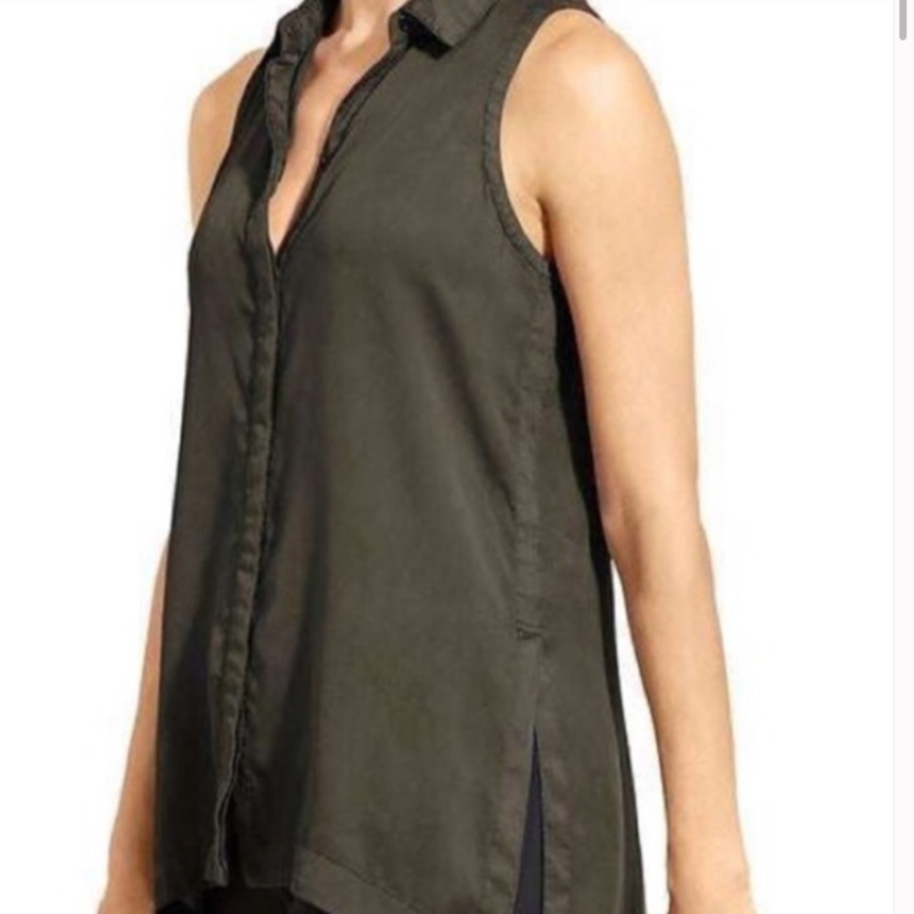 Athleta Olive Green Button up Top size Medium